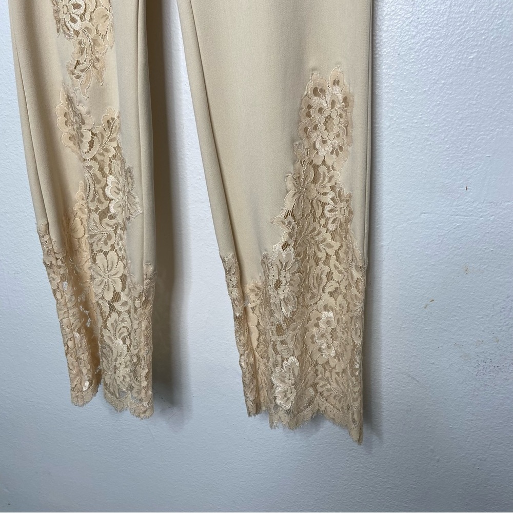 Casadei Floral Lace Inlay Cream Pants - Picture 3 of 7